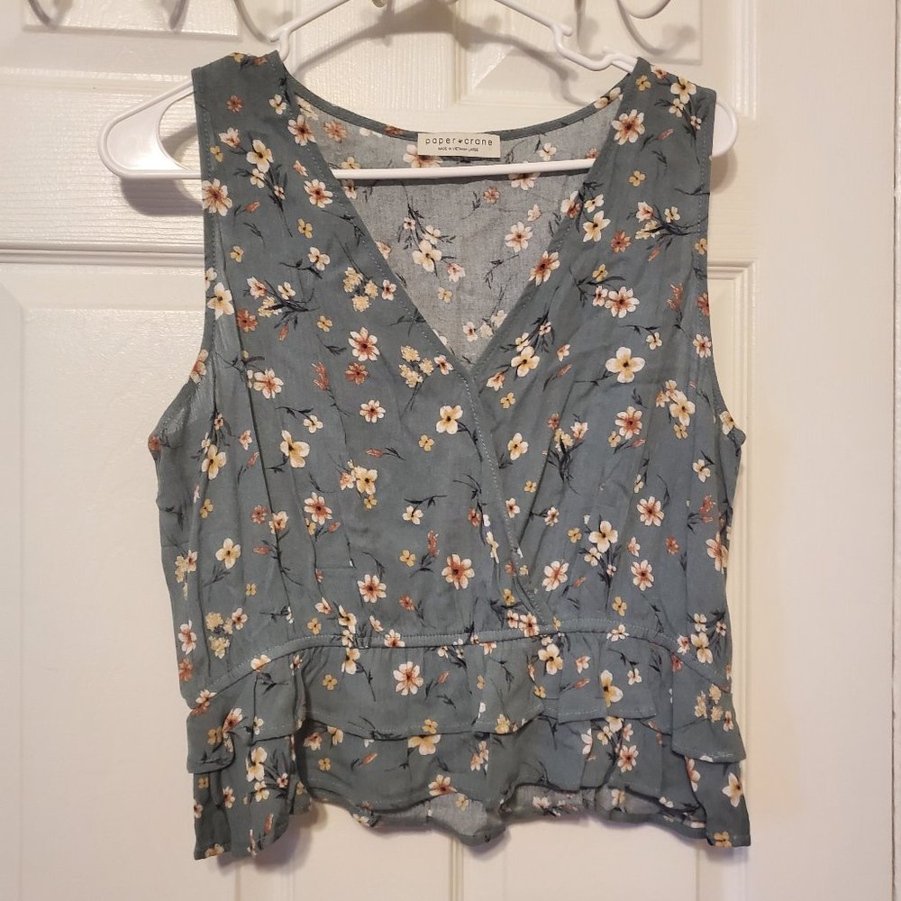 Paper Crane Floral Crop Top